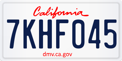 CA license plate 7KHF045