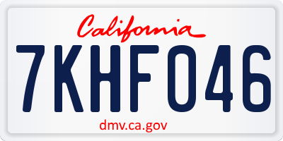 CA license plate 7KHF046