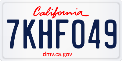 CA license plate 7KHF049