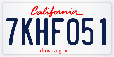 CA license plate 7KHF051