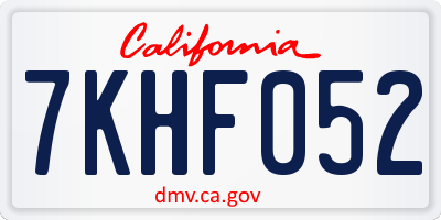 CA license plate 7KHF052
