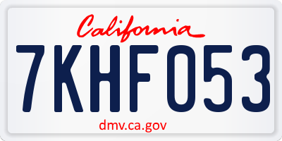 CA license plate 7KHF053