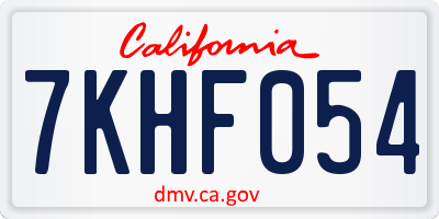 CA license plate 7KHF054