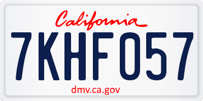 CA license plate 7KHF057