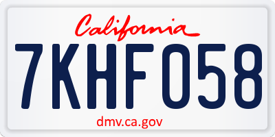 CA license plate 7KHF058