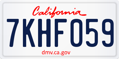 CA license plate 7KHF059