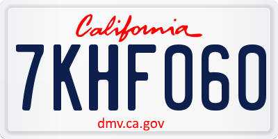 CA license plate 7KHF060