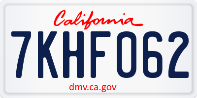 CA license plate 7KHF062