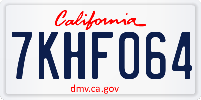 CA license plate 7KHF064
