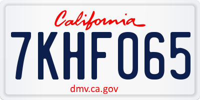 CA license plate 7KHF065