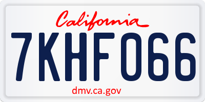 CA license plate 7KHF066