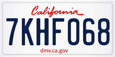 CA license plate 7KHF068