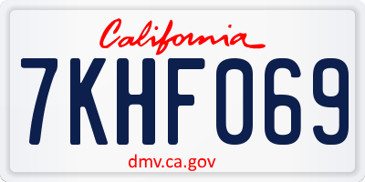 CA license plate 7KHF069