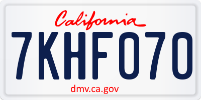CA license plate 7KHF070