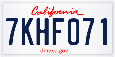 CA license plate 7KHF071