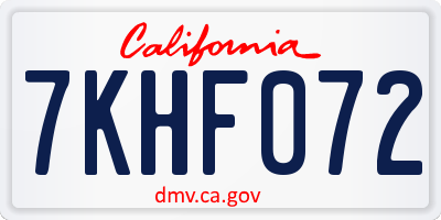 CA license plate 7KHF072