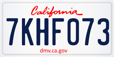 CA license plate 7KHF073