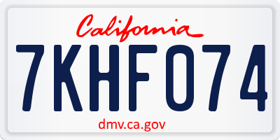 CA license plate 7KHF074