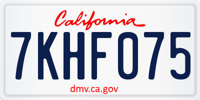 CA license plate 7KHF075