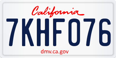 CA license plate 7KHF076