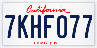 CA license plate 7KHF077