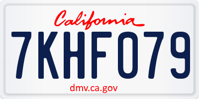 CA license plate 7KHF079