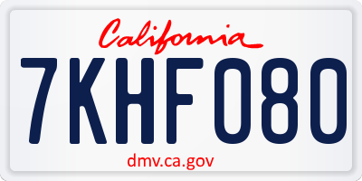 CA license plate 7KHF080