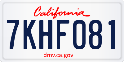 CA license plate 7KHF081