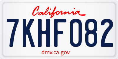 CA license plate 7KHF082