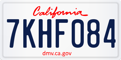 CA license plate 7KHF084