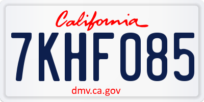 CA license plate 7KHF085