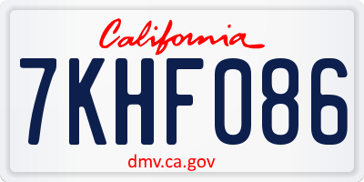 CA license plate 7KHF086