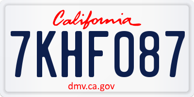 CA license plate 7KHF087