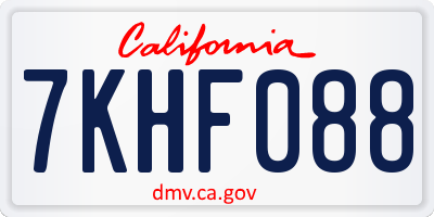 CA license plate 7KHF088