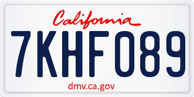 CA license plate 7KHF089