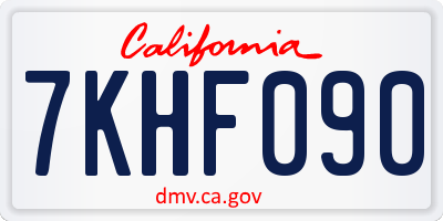CA license plate 7KHF090