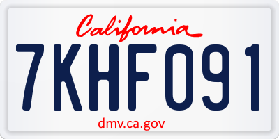 CA license plate 7KHF091