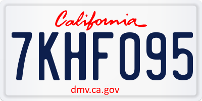 CA license plate 7KHF095