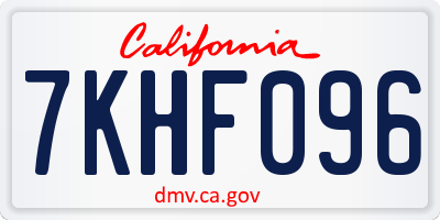 CA license plate 7KHF096