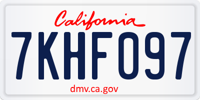 CA license plate 7KHF097