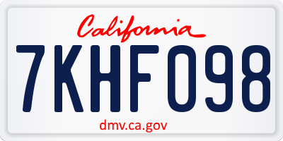 CA license plate 7KHF098