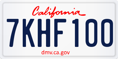 CA license plate 7KHF100