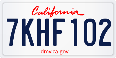 CA license plate 7KHF102