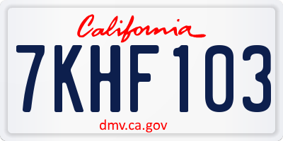 CA license plate 7KHF103