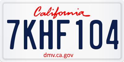 CA license plate 7KHF104