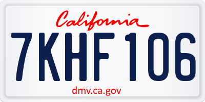 CA license plate 7KHF106