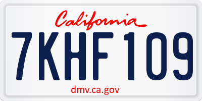 CA license plate 7KHF109