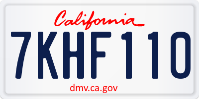 CA license plate 7KHF110