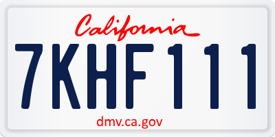 CA license plate 7KHF111