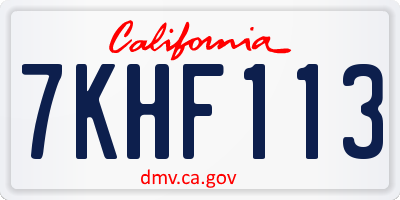 CA license plate 7KHF113